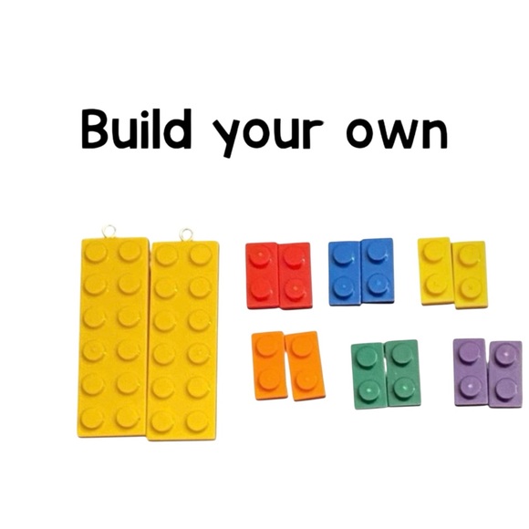 Colorful Building Block Dangle Earrings - Picture 3 of 4